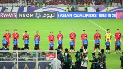 Skuad Timnas Indonesia sebelum laga AFC Asian Qualifiers Road to 26